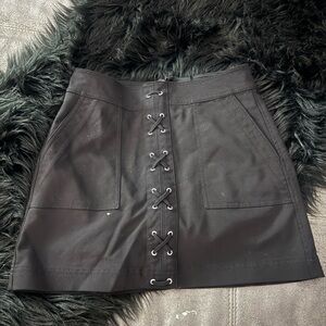 Express Black Lace-Up Mini Skirt